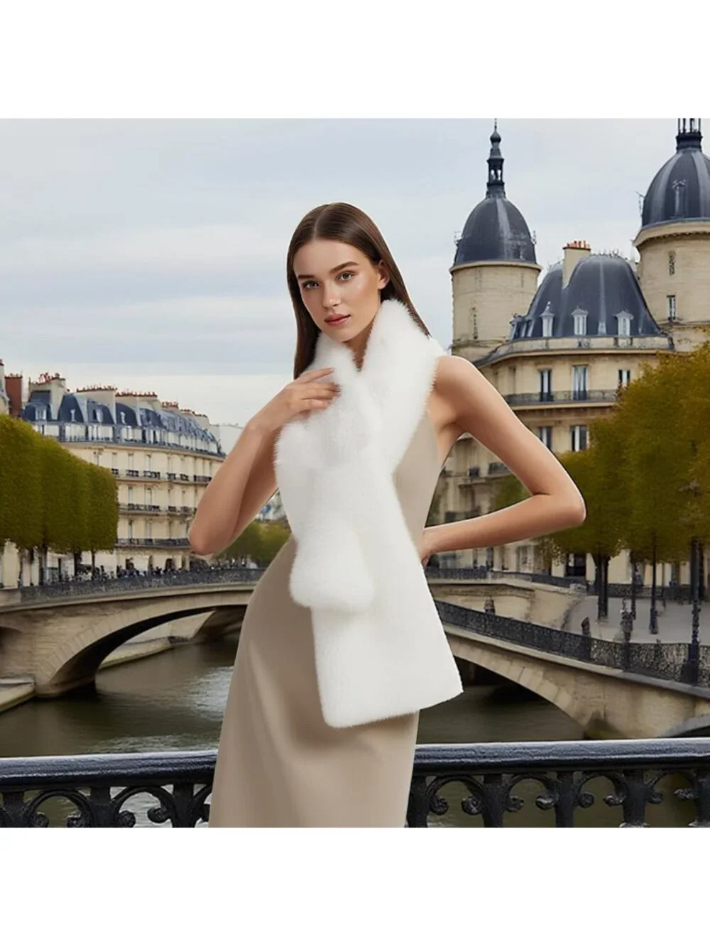 Chic Faux Fur Shawl Wrap for Women | Sleeveless Winter Neck Warmer & Bridal